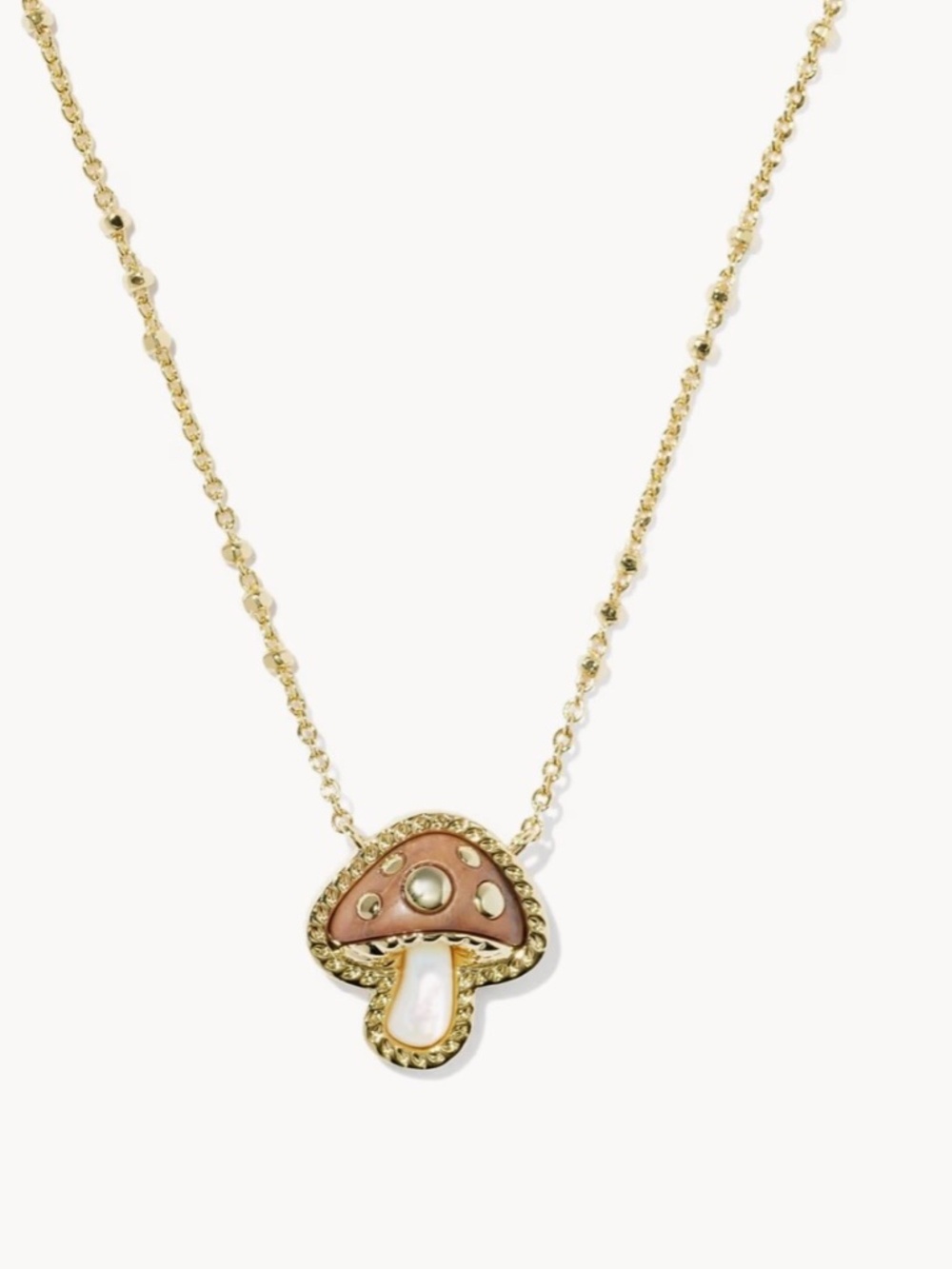 Kendra Scott Mushroom Gold Short Pendant Necklace in Brown Mix